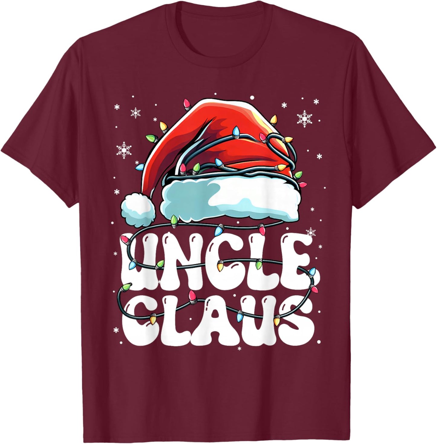 Groovy Uncle Claus Christmas Lights Funny Family Xmas Pajama T-Shirt - T-Shirt | Maroon