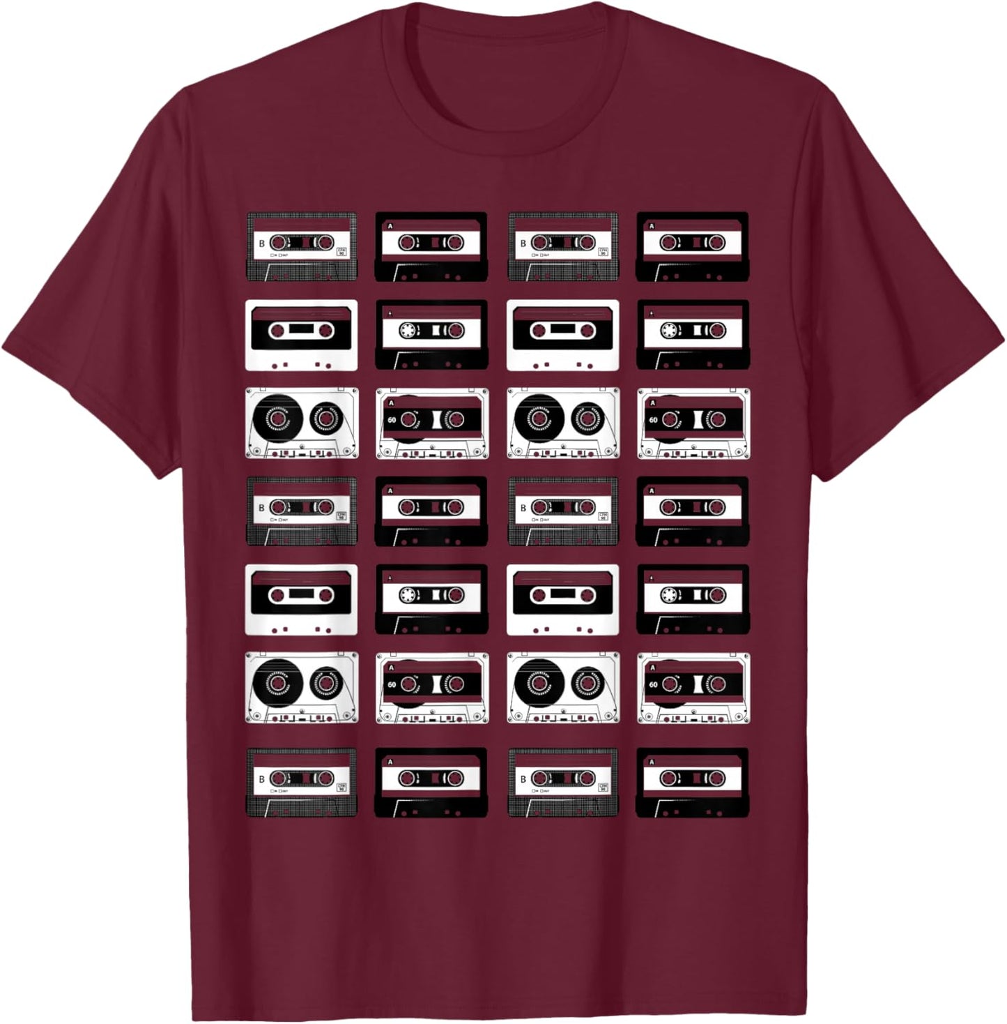 Cassette Tapes Audio Mixtapes 1980s Music Radio DJ T-Shirt - T-Shirt | Maroon