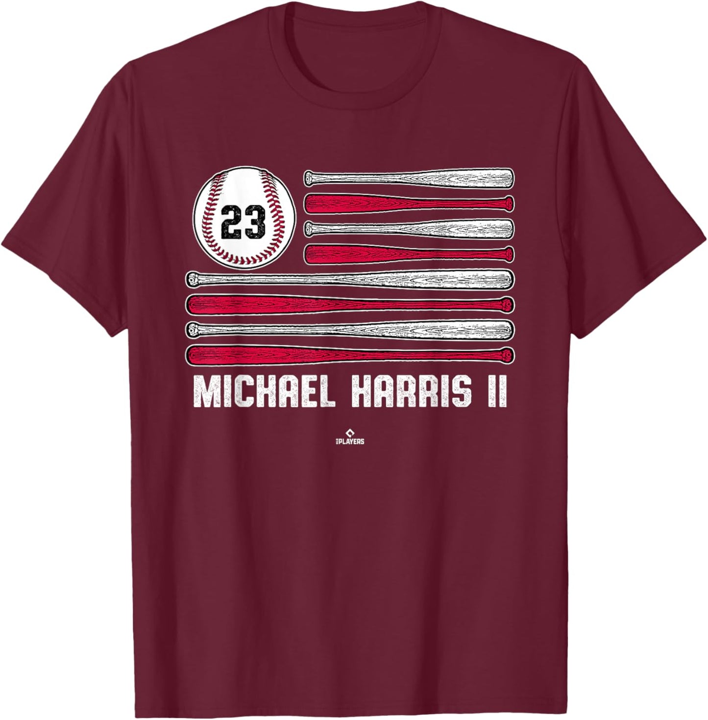 Baseball American Flag Michael Harris II Atlanta Baseball T-Shirt - T-Shirt | Maroon