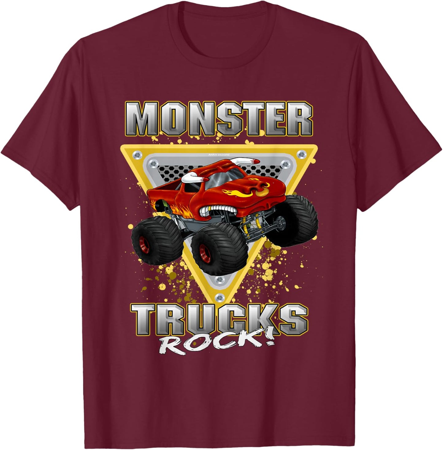 Monster Trucks Rock T-Shirt - T-Shirt | Maroon