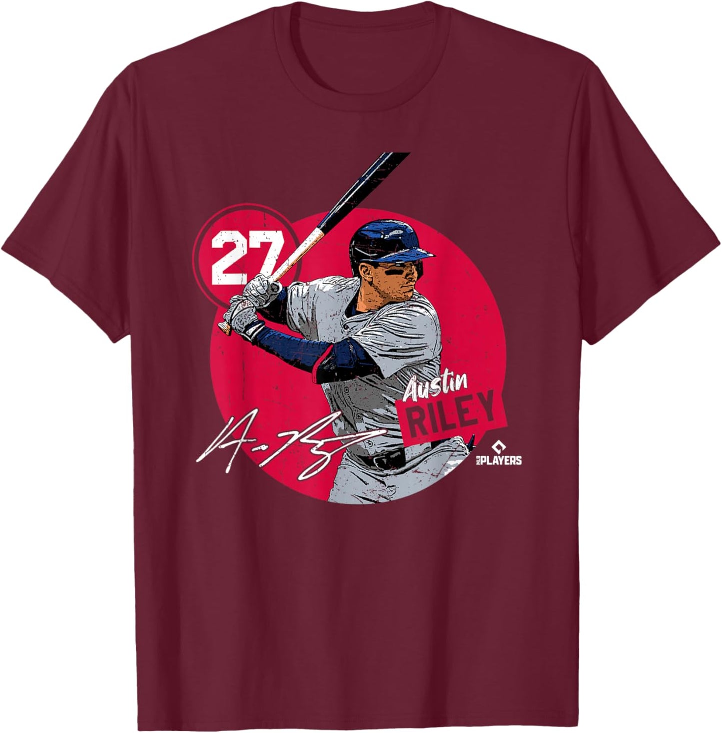 Austin Riley | Atlanta Baseball MLB Players | MLBRIL4047 T-Shirt - T-Shirt | Maroon