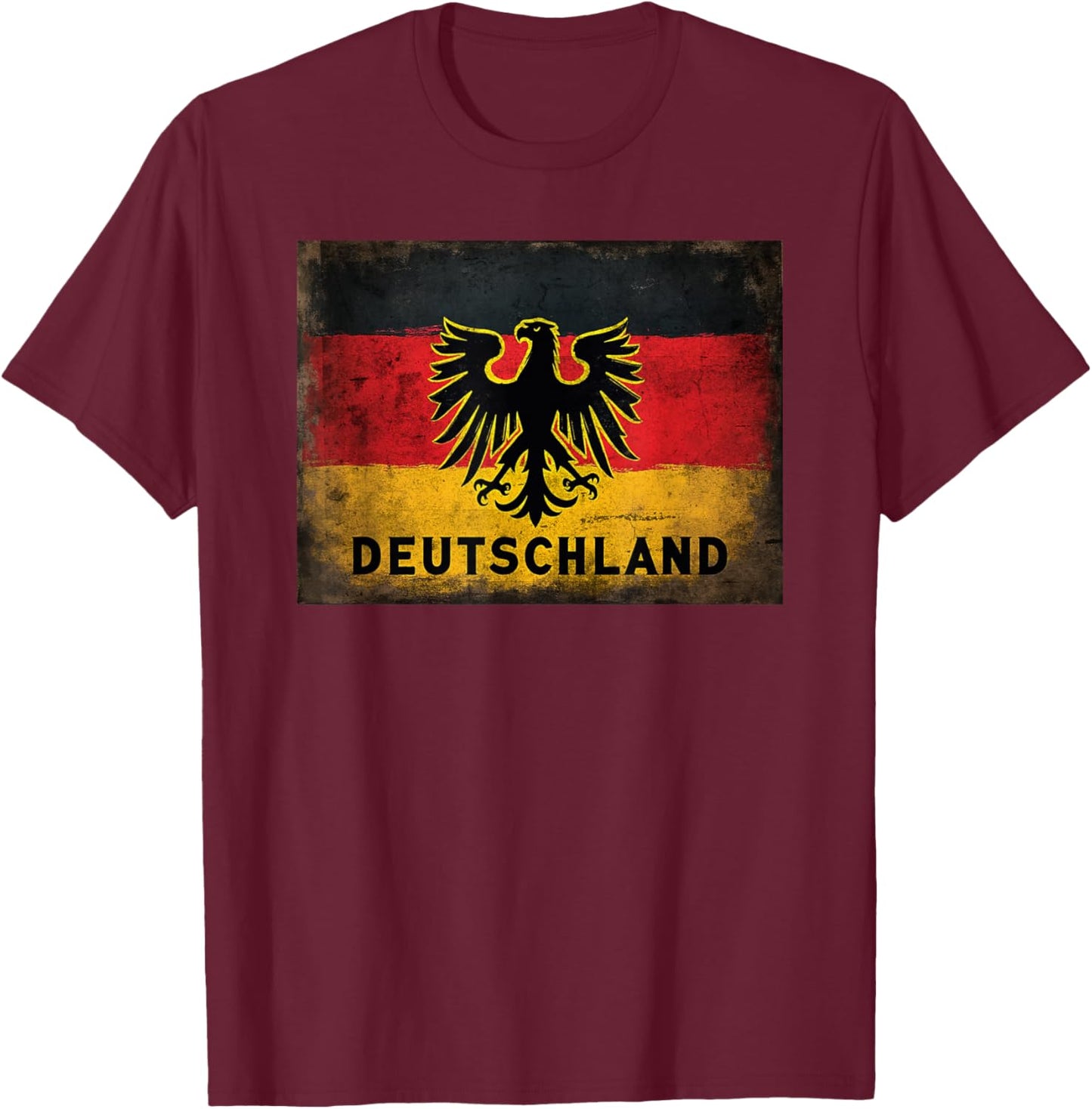 Vintage Deutschland Flag – Classic German Pride Distressed T-Shirt - T-Shirt | Maroon