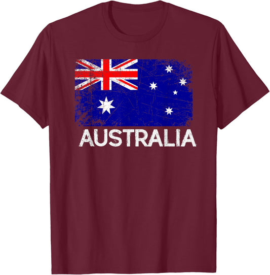 Australian Flag | Vintage Made In Australia Gift T-Shirt - T-Shirt | Maroon