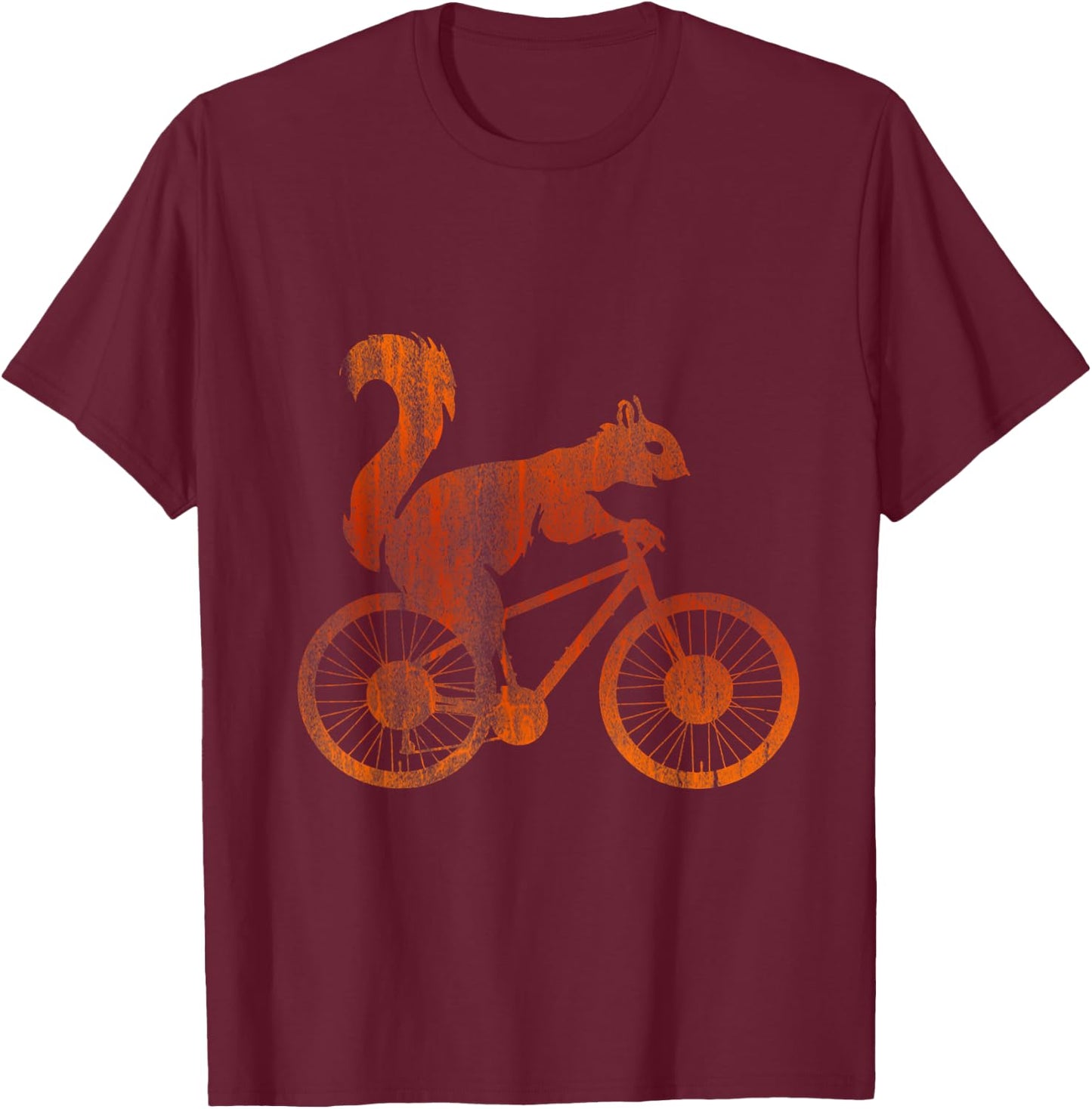 Squirrel Riding A Bicycle Vintage Bike Squirrel Small T-Shirt - T-Shirt | Maroon