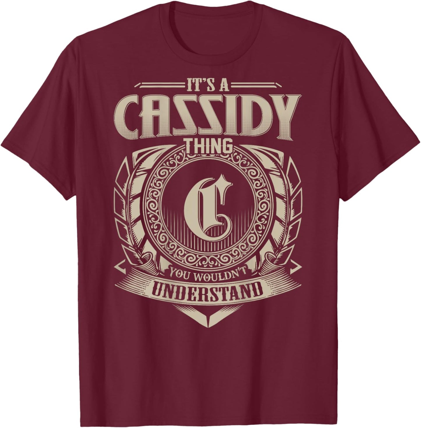 Proud CASSIDY Name Family Vintage -Adults, -Kids Black Small Modern Short Sleeve T-Shirt - T-Shirt | Maroon