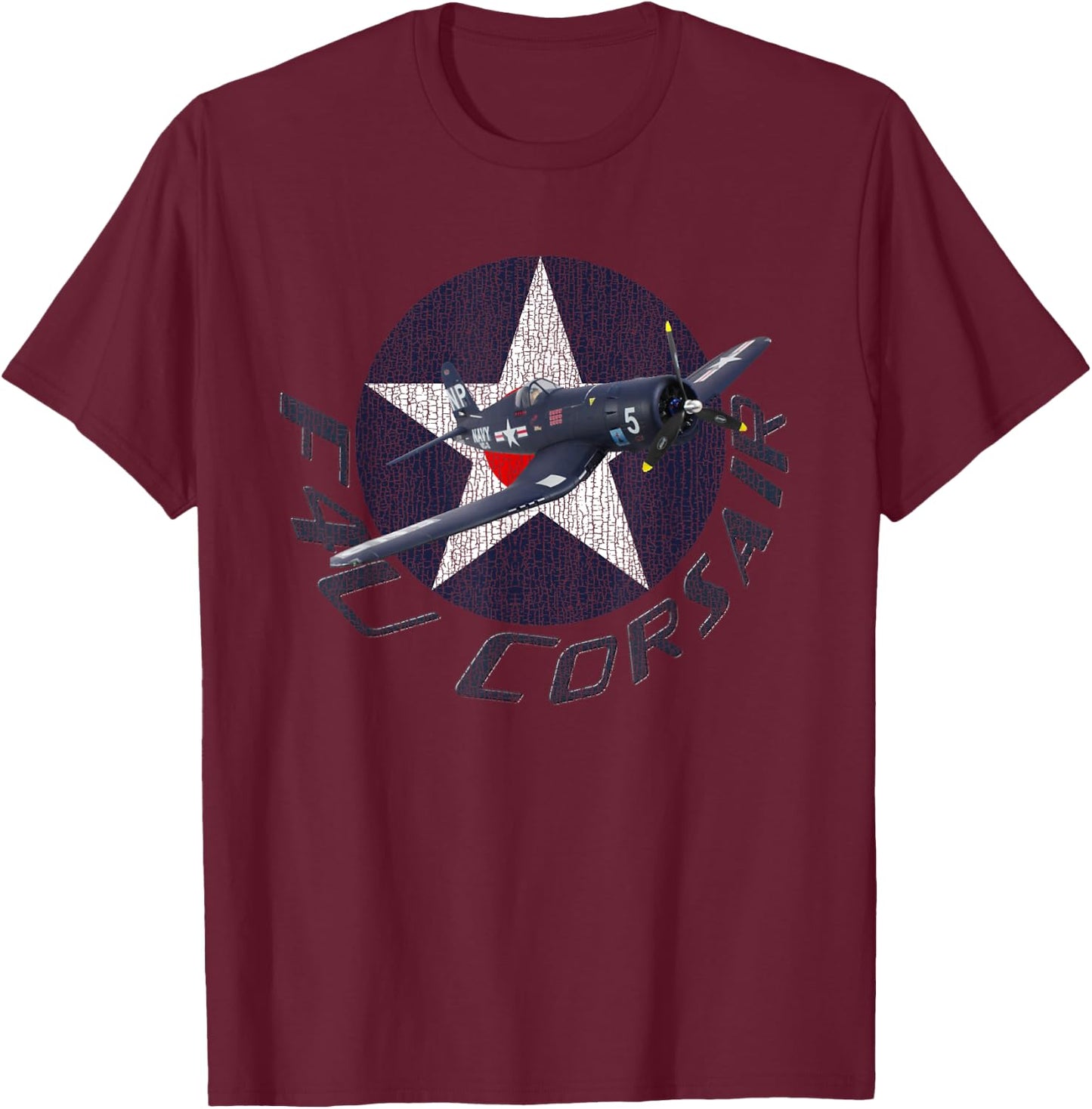 Military F&L Design Co. F4U Corsair WWII Warbirds Plane Spotting - Adults - Black - Short Sleeve - Classic Fit - Cotton/Polyester Blend - Small T-Shirt - T-Shirt | Maroon