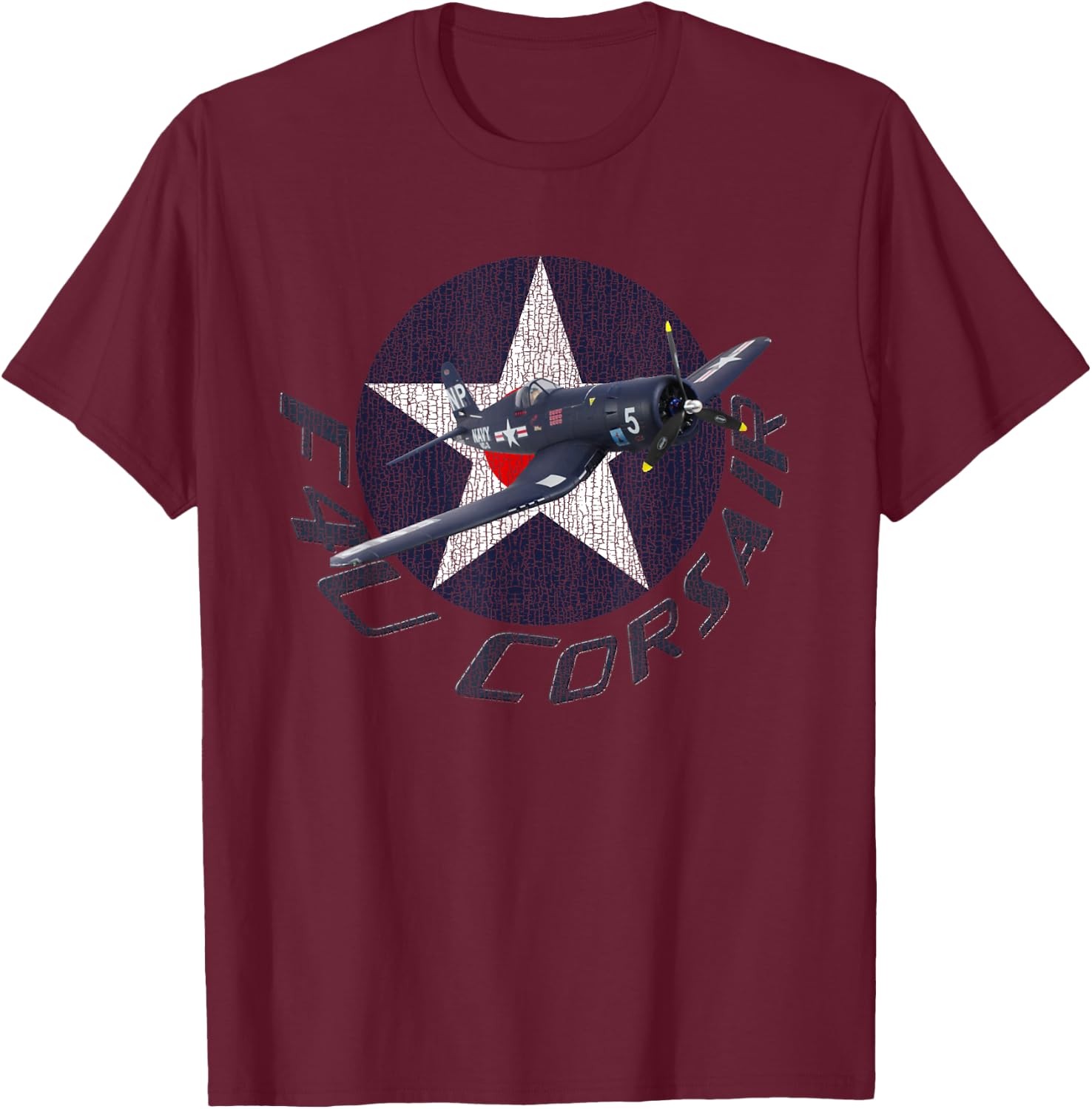 Military F&L Design Co. F4U Corsair WWII Warbirds Plane Spotting - Adults - Black - Short Sleeve - Classic Fit - Cotton/Polyester Blend - Small T-Shirt - T-Shirt | Maroon