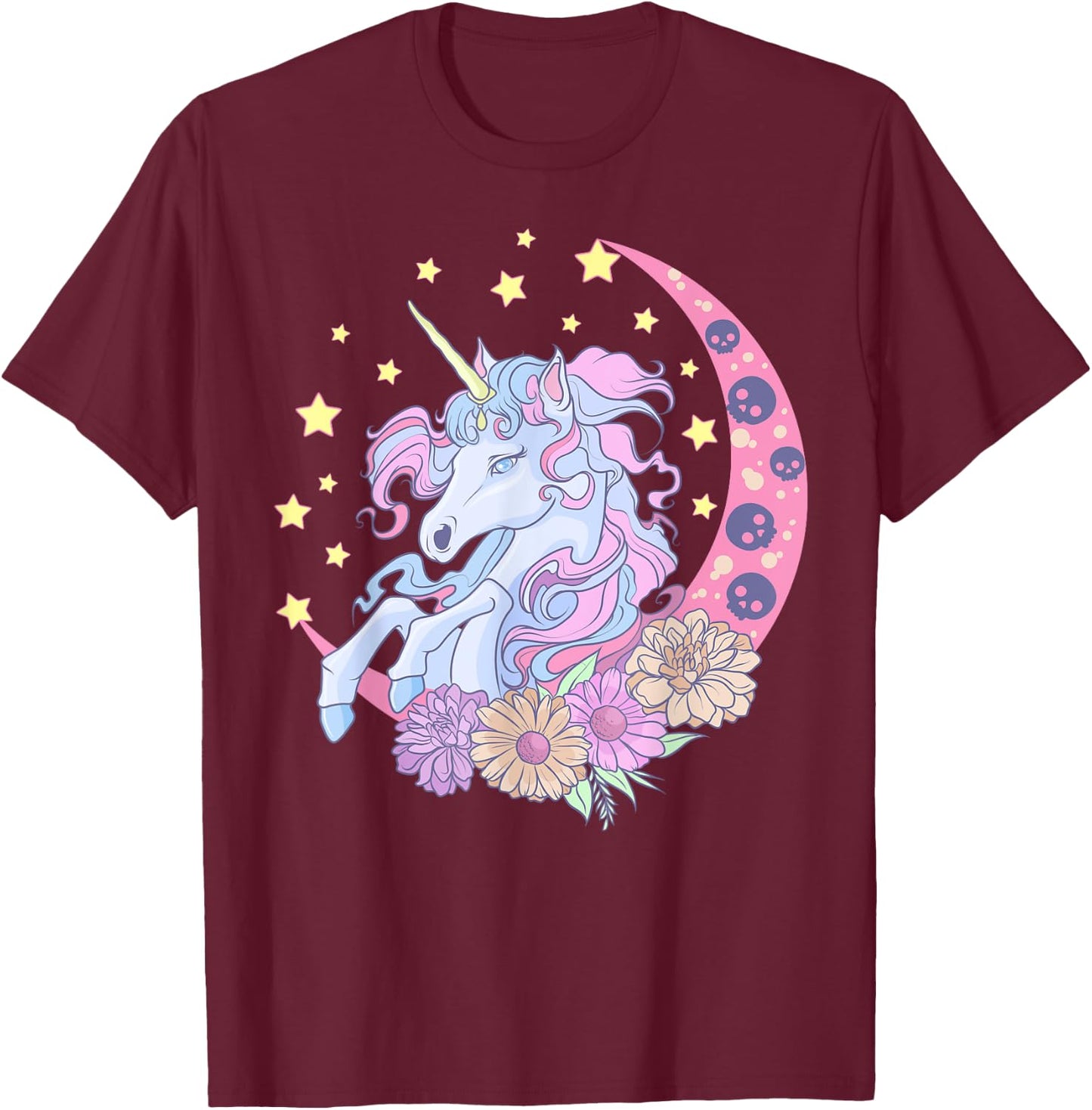 Pastel Goth Unicorn Japanese Anime Kawaii Creepy Cute T-Shirt - T-Shirt | Maroon