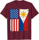 Half Filipino Half American USA Flag Philippines America T-Shirt - T-Shirt | Maroon