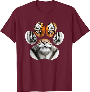 Tiger Eyes Paw Tiger T-Shirt - T-Shirt | Maroon