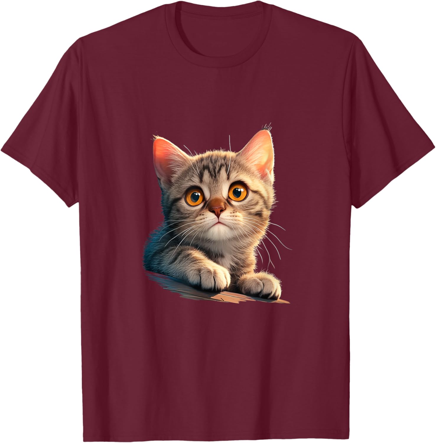 Adorable Realistic Kitten Cat Lovers Design Women Kids T-Shirt - T-Shirt | Maroon
