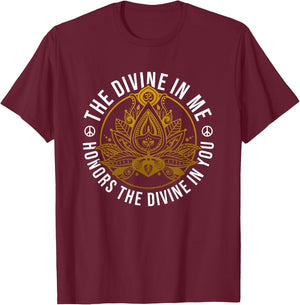 The Divine In Me Positive Message Spiritual Yoga Meditation T-Shirt - T-Shirt | Maroon