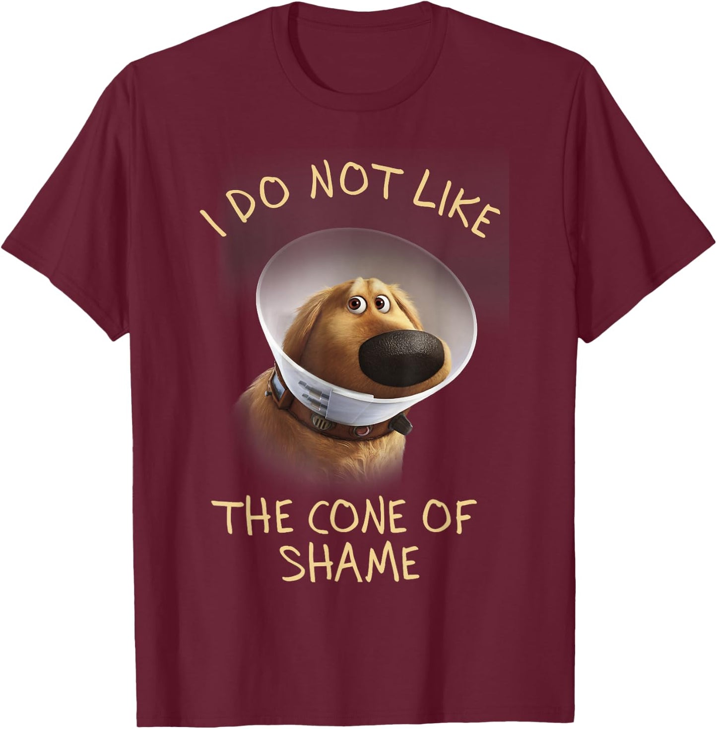 Disney Pixar Up Dug Sad Cone of Shame Graphic T-Shirt - T-Shirt | Maroon