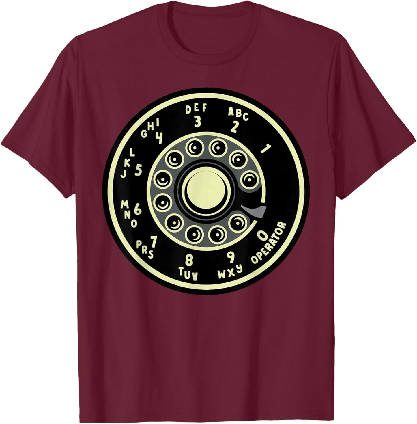 Retro Rotary Phone Dial Telephone Landline Vintage Halloween T-Shirt - T-Shirt | Maroon