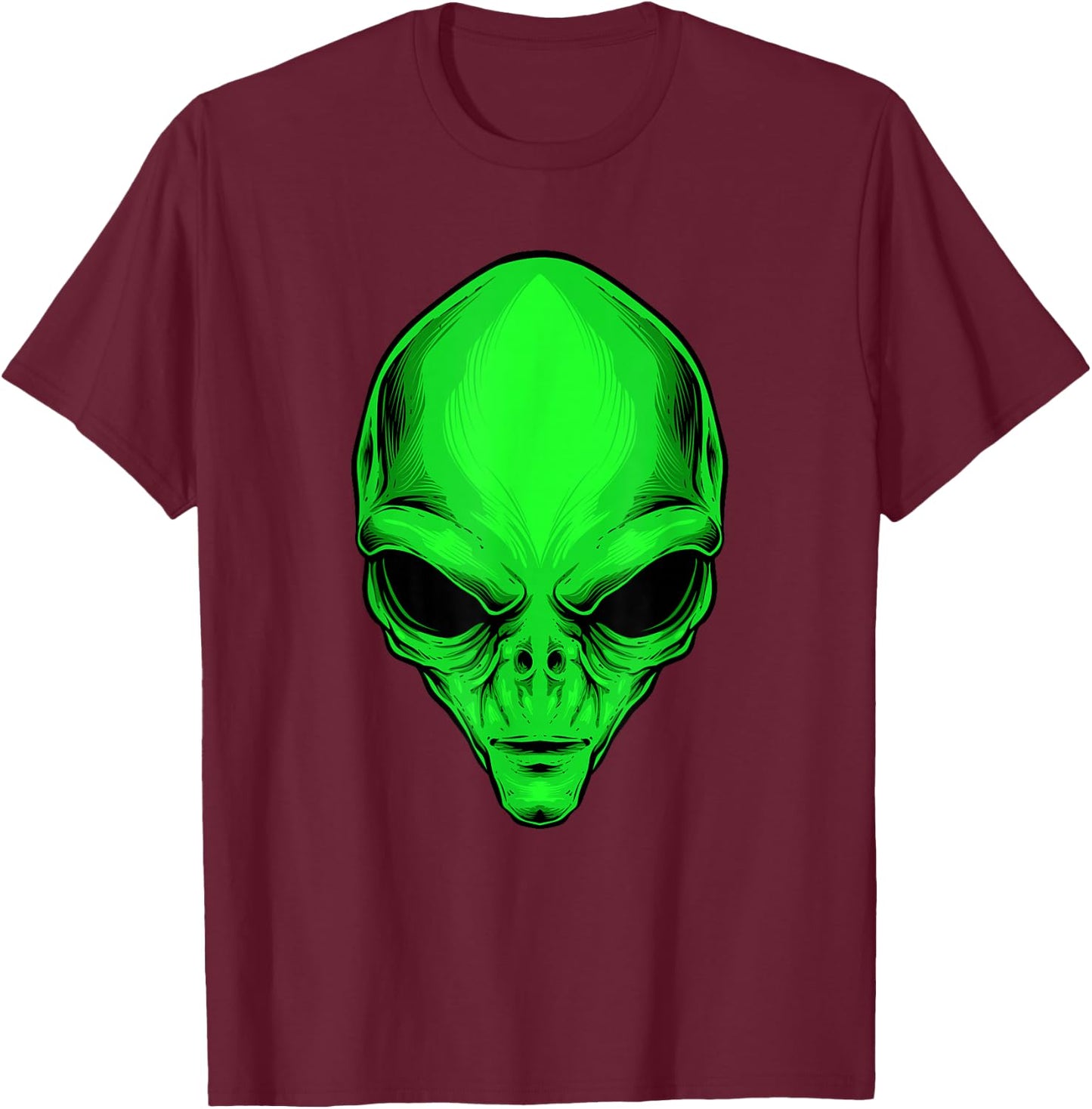 Green Alien Head Cartoon Funny Alien Costume T-Shirt - T-Shirt | Maroon