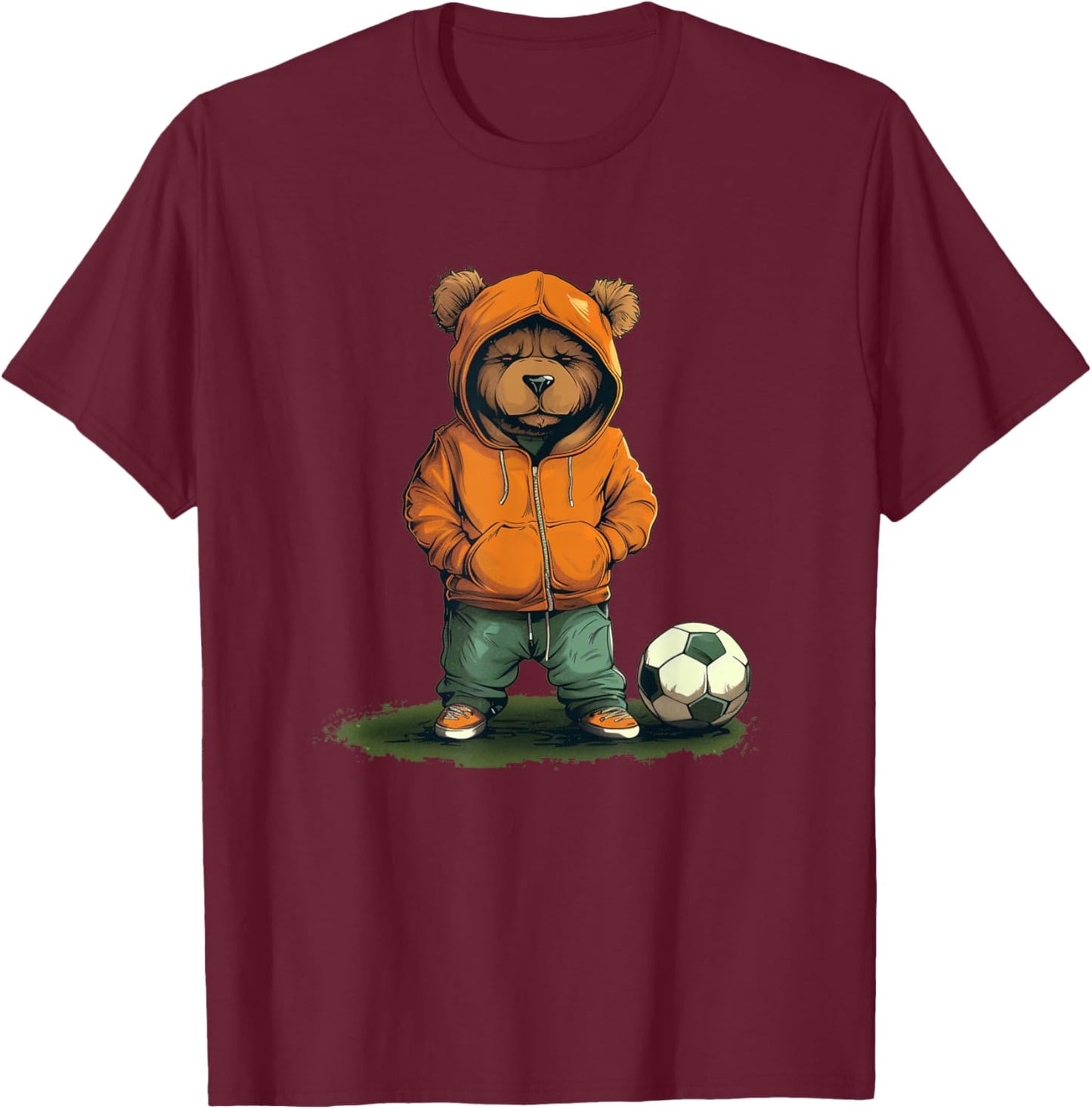 Funny Teddy bear loves soccer for boys and girls T-Shirt - T-Shirt | Maroon