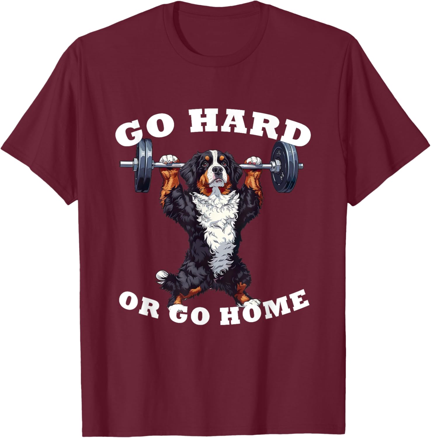 Pumping Weight Lifting Funny Bernese Mountain Dog T-Shirt - T-Shirt | Maroon