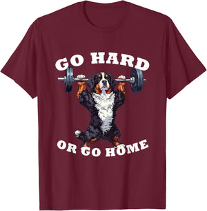 Pumping Weight Lifting Funny Bernese Mountain Dog T-Shirt - T-Shirt | Maroon