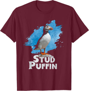 Stud Puffin Pajamas Retro Vintage Style Stud Puffin Bird T-Shirt - T-Shirt | Maroon