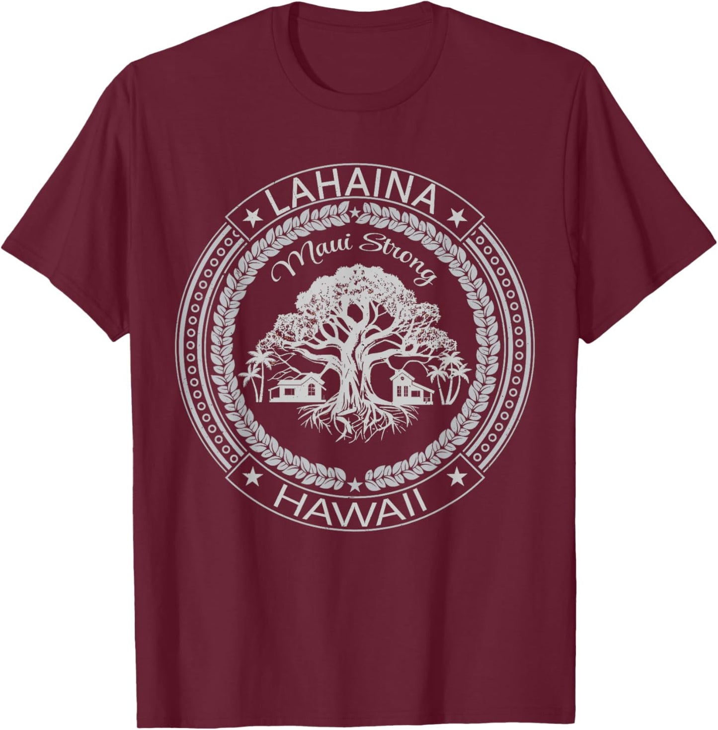 Lahaina Strong Collection - Embrace the Bayan Tree Spirit T-Shirt - T-Shirt | Maroon
