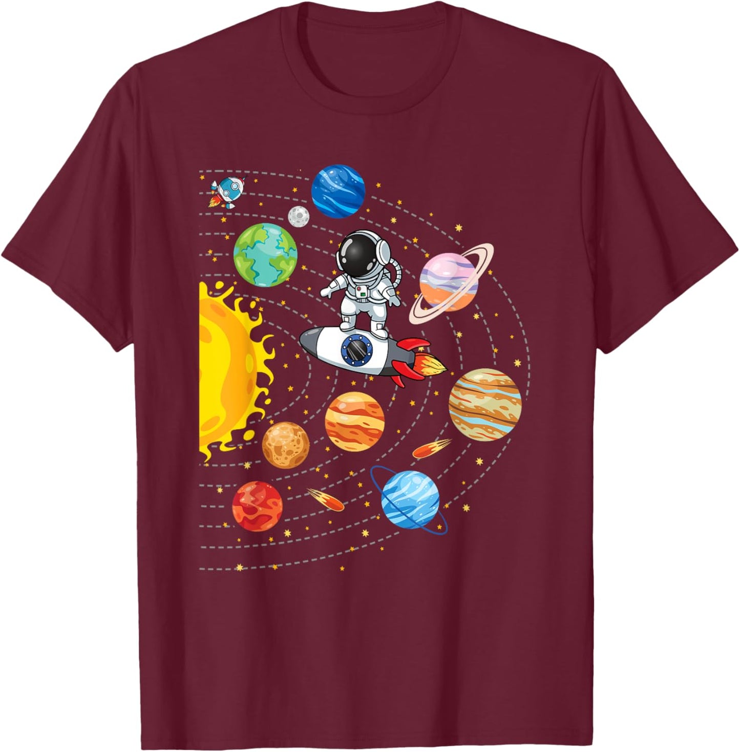 Solar System Planets Science Space Astronaut Universe Galaxy T-Shirt - T-Shirt | Maroon