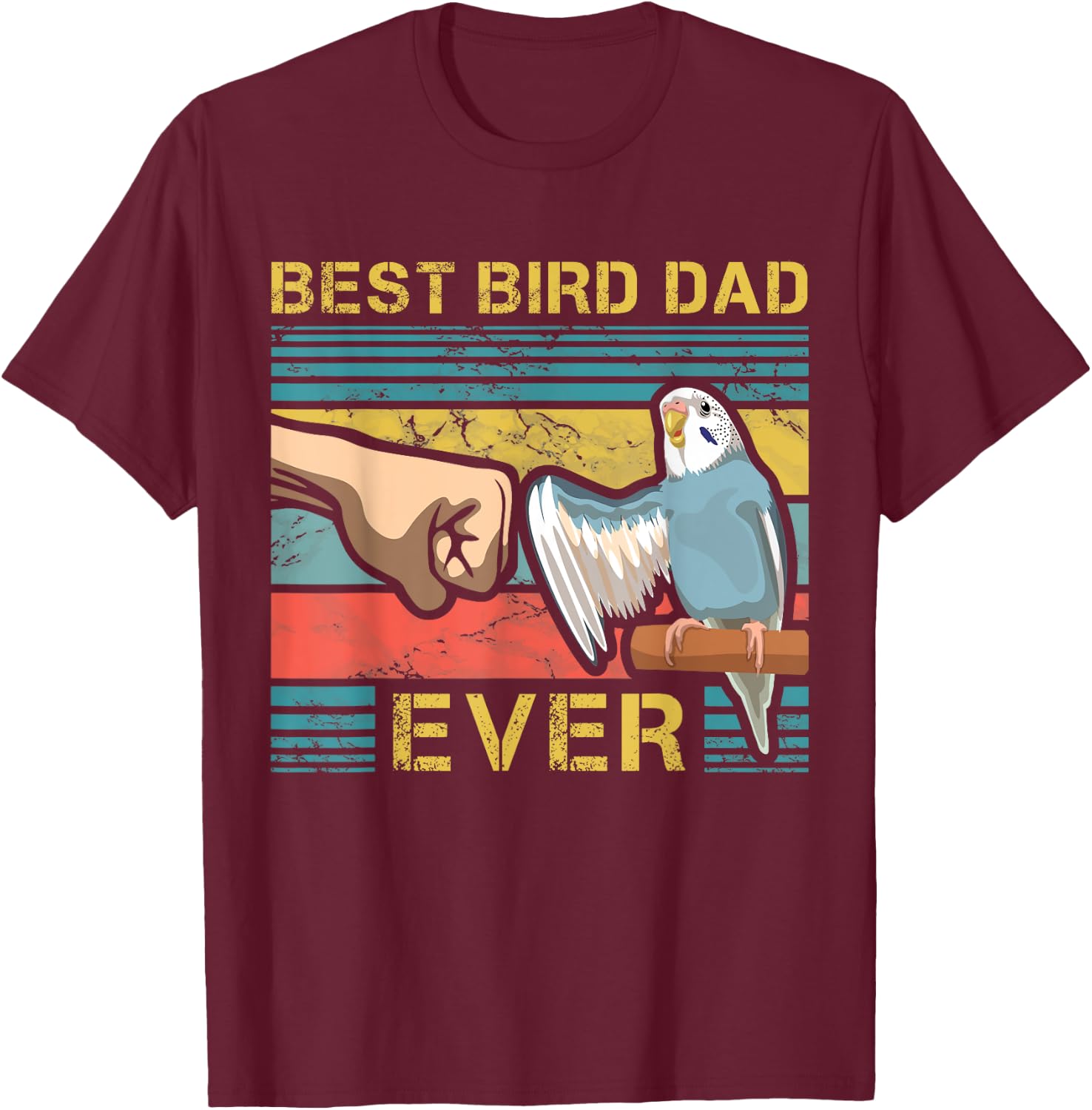 Budgie Dad Funny Bird Lover Father Budgerigar Enthusiast T-Shirt - T-Shirt | Maroon
