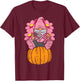 Gnome On Pumpkin Pink Ribbon Breast Cancer Halloween Gift T-Shirt - T-Shirt | Maroon
