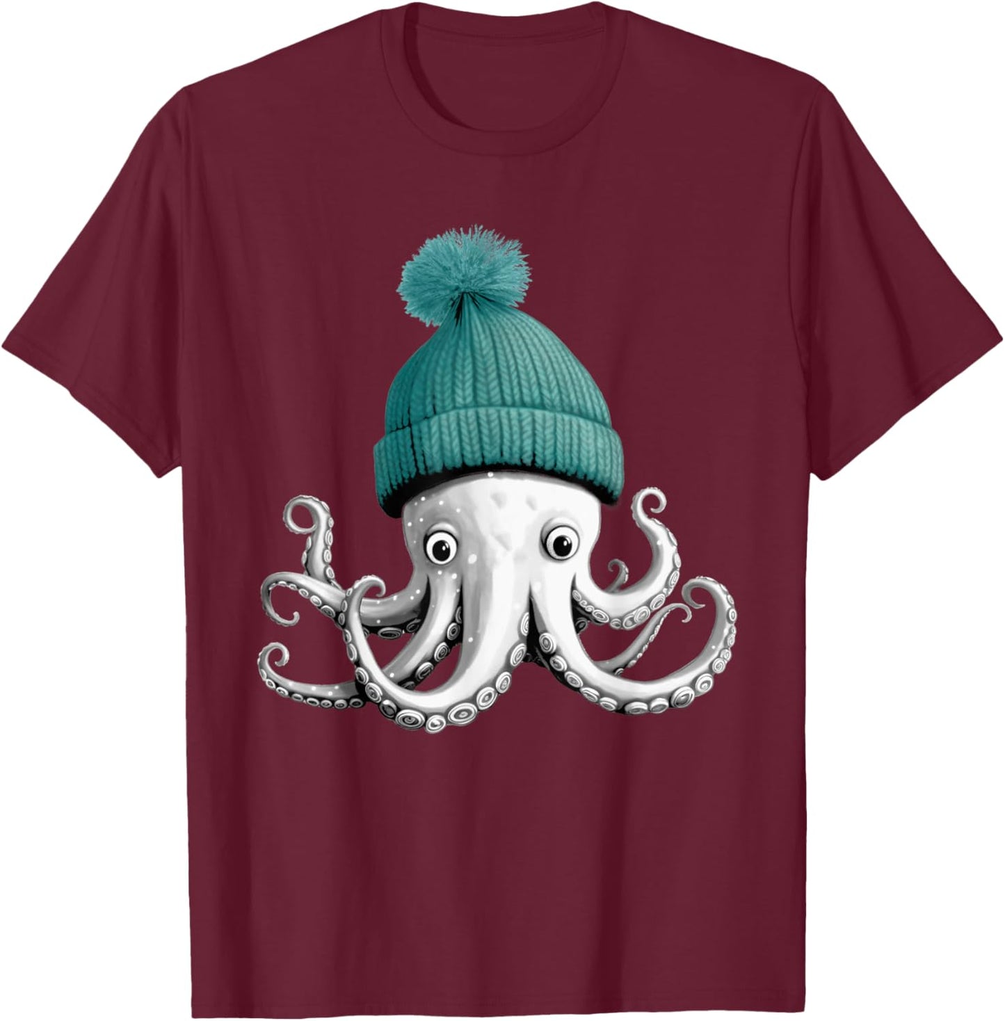Cephalopod Octopus Lover Chilling in a Cap Novelty Apparel T-Shirt - T-Shirt | Maroon