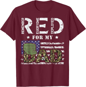 Wear Red Friday Military For My Dad Deployed Daddy USA Flag Kids Men T-Shirt - T-Shirt | Maroon