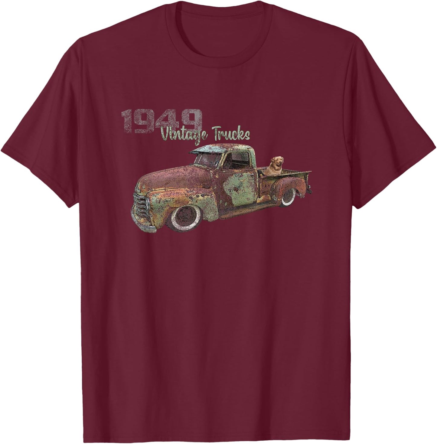 OLD 1949 PICKUP TRUCK, 1940s VINTAGE PICK UP, CLASSIC TRUCKS T-Shirt - T-Shirt | Maroon