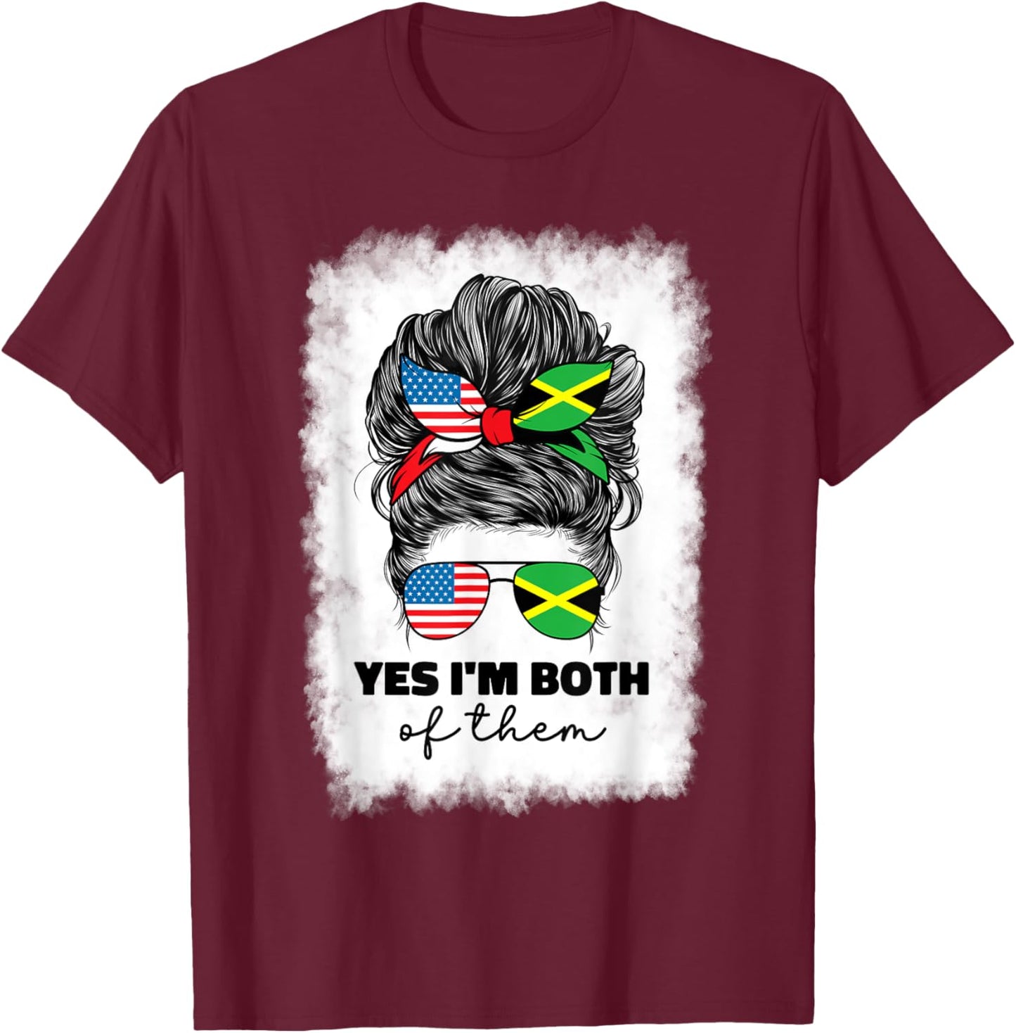 Half American And Jamaican Mix Usa America Jamaica Flag Girl T-Shirt - T-Shirt | Maroon