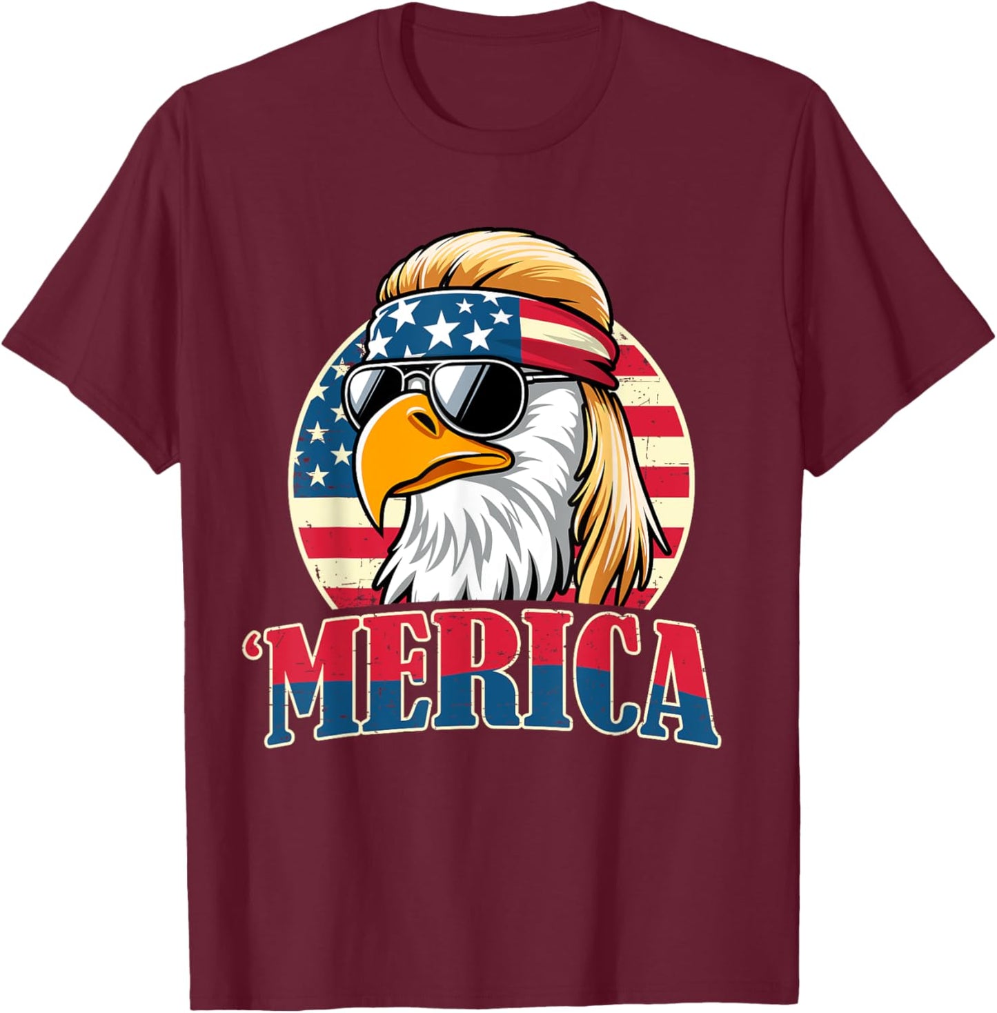 4th of July Funny Patriotic American Retro USA Men Women T-Shirt - T-Shirt | Maroon