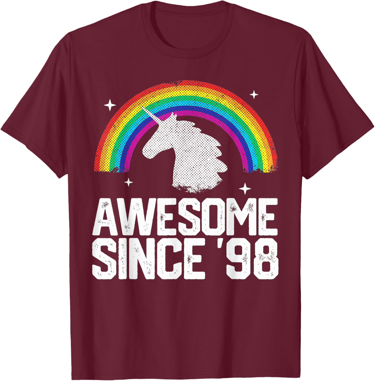 Awesome Since 1998 26th Birthday 26 Years Old Unicorn T-Shirt - T-Shirt | Maroon