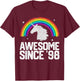 Awesome Since 1998 26th Birthday 26 Years Old Unicorn T-Shirt - T-Shirt | Maroon