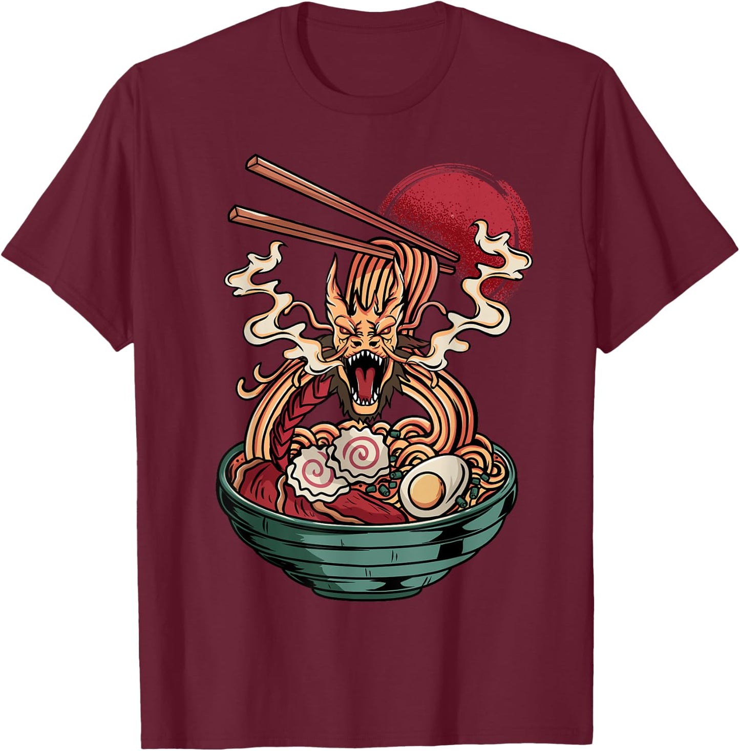 Ramen Noodles Dragon Anime Japanese Kawaii T-Shirt - T-Shirt | Maroon