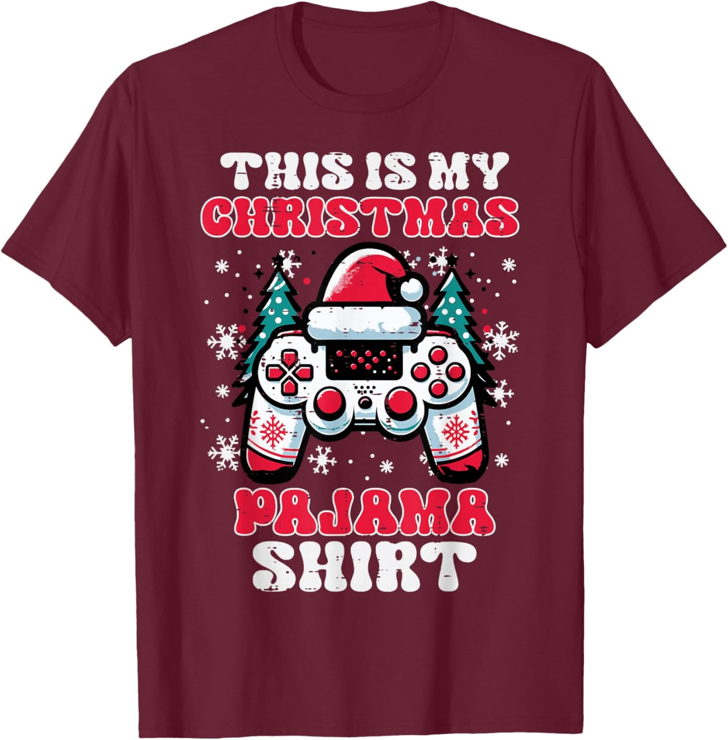 This My Christmas Pajama Shirt Gaming Xmas Men Boys Kids T-Shirt - T-Shirt | Maroon