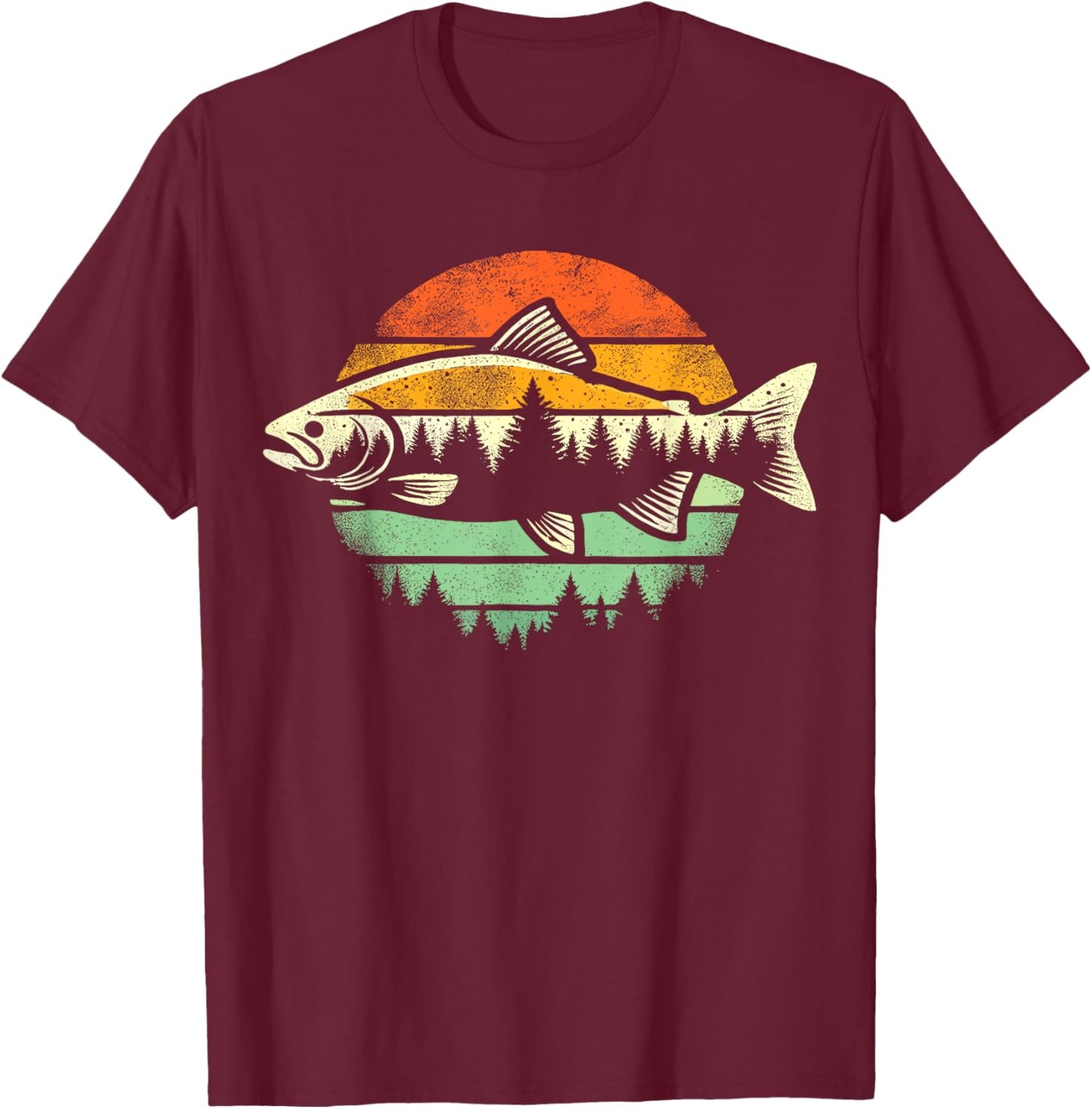 Fishing Retro Fish Nature Wildlife Fisherman T-Shirt - T-Shirt | Maroon