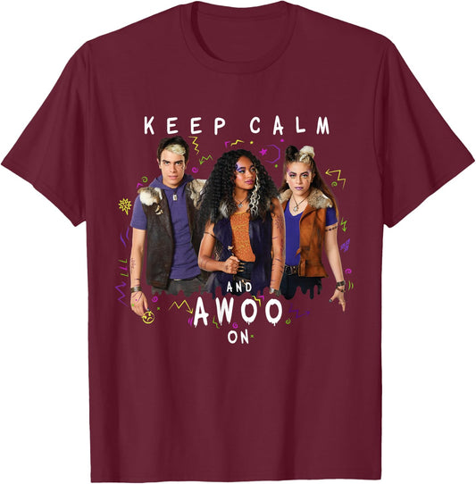 Disney Channel Zombies 2 Keep Calm and Awoo On T-Shirt - T-Shirt | Maroon