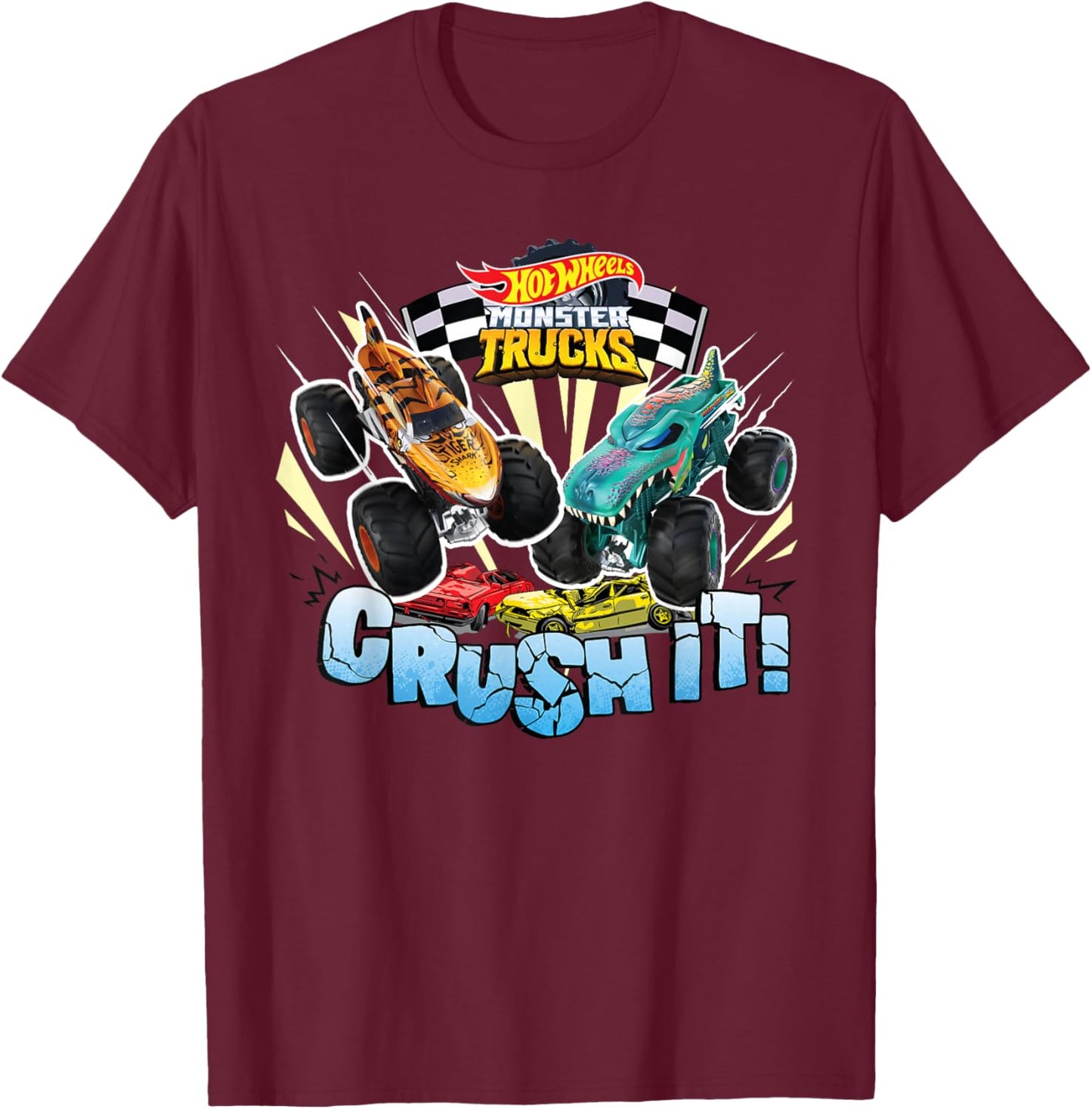 Hot Wheels Monster Trucks - Crush It T-Shirt - T-Shirt | Maroon