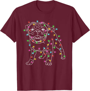 Pug Dogs Tree Christmas Sweater Xmas Pet Animal Dog Gifts T-Shirt - T-Shirt | Maroon
