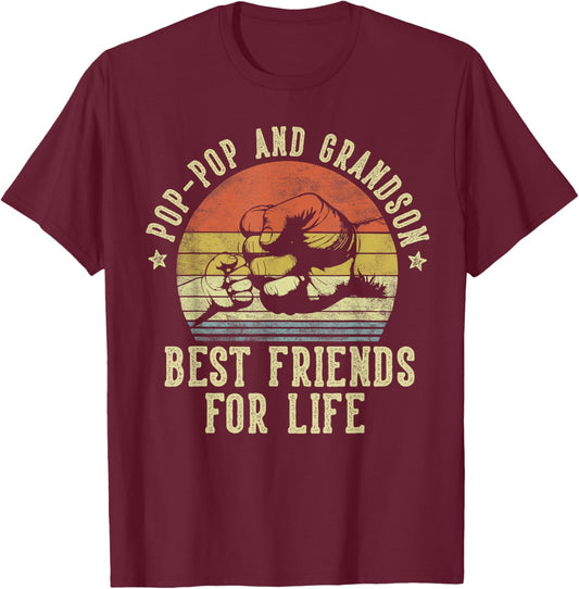 Pop-Pop and Grandson Best Friends for Life Funny Pop-Pop T-Shirt - T-Shirt | Maroon
