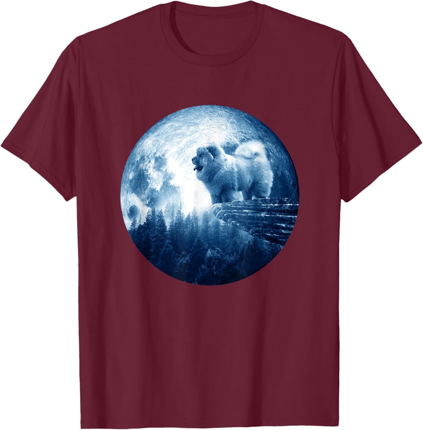 Rough Chow Chow Dog Moon Dog Mom Dad Women Men Dog Lovers T-Shirt - T-Shirt | Maroon