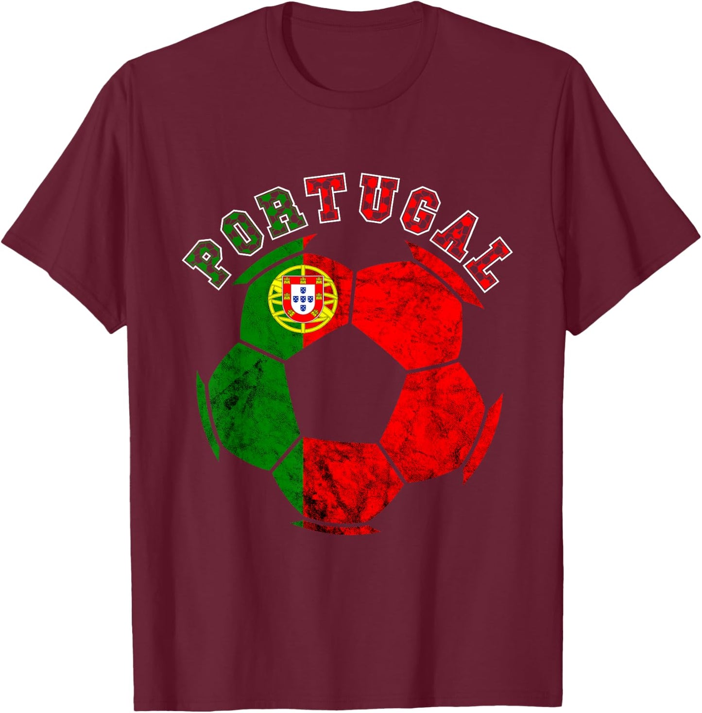 Futebol Portuguese Soccer Player Portugal Portuugese Flag T-Shirt - T-Shirt | Maroon