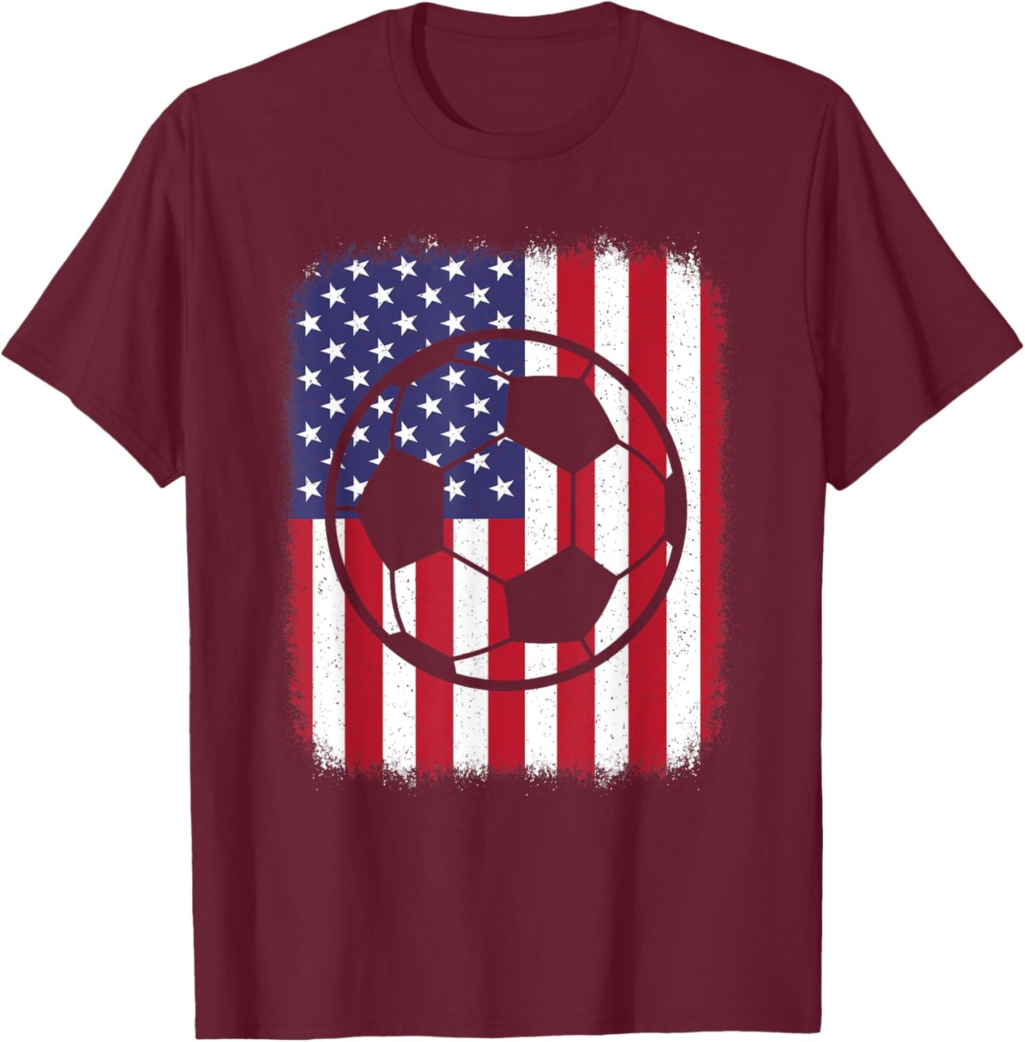 American Flag Vintage Soccer Player Men Women Kids T-Shirt - T-Shirt | Maroon