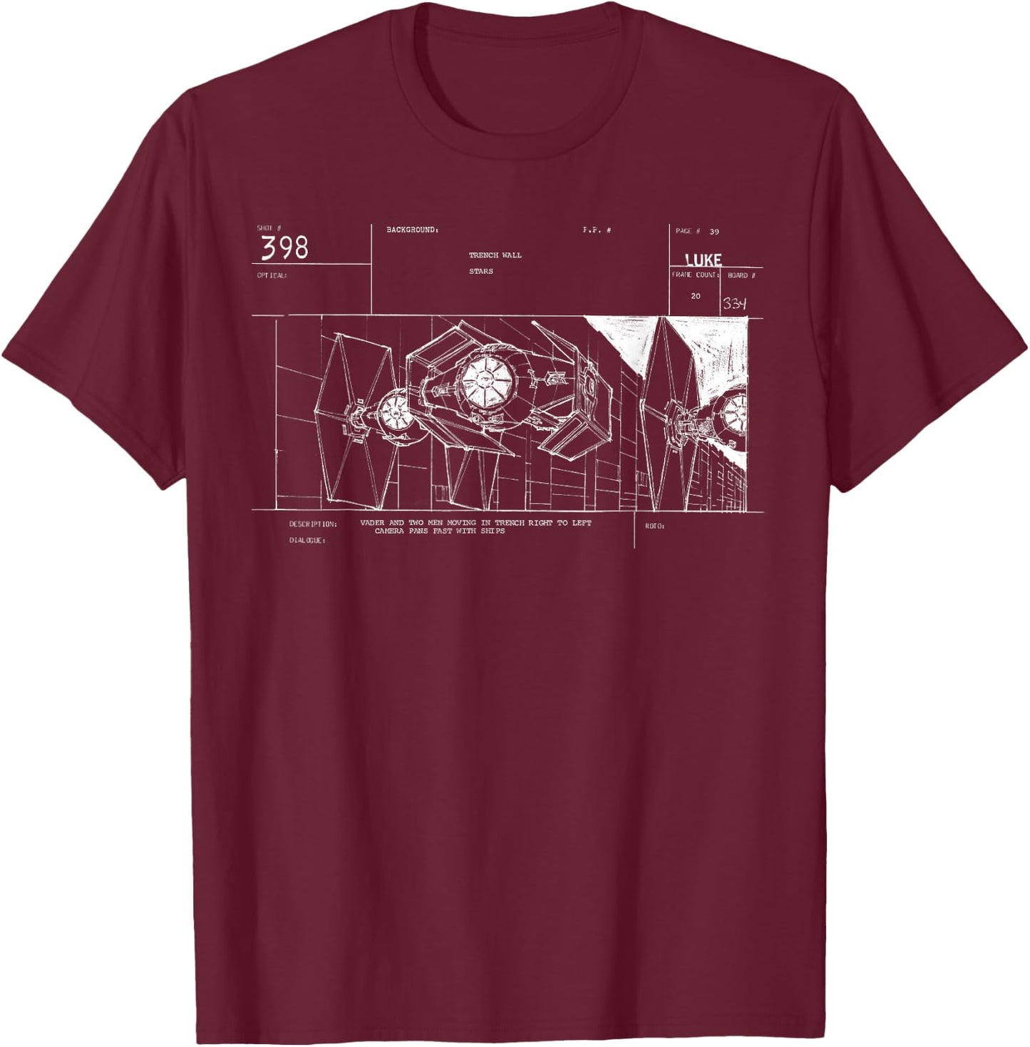 Star Wars TIE Fighters Retro Story Board Movie T-Shirt - T-Shirt | Maroon