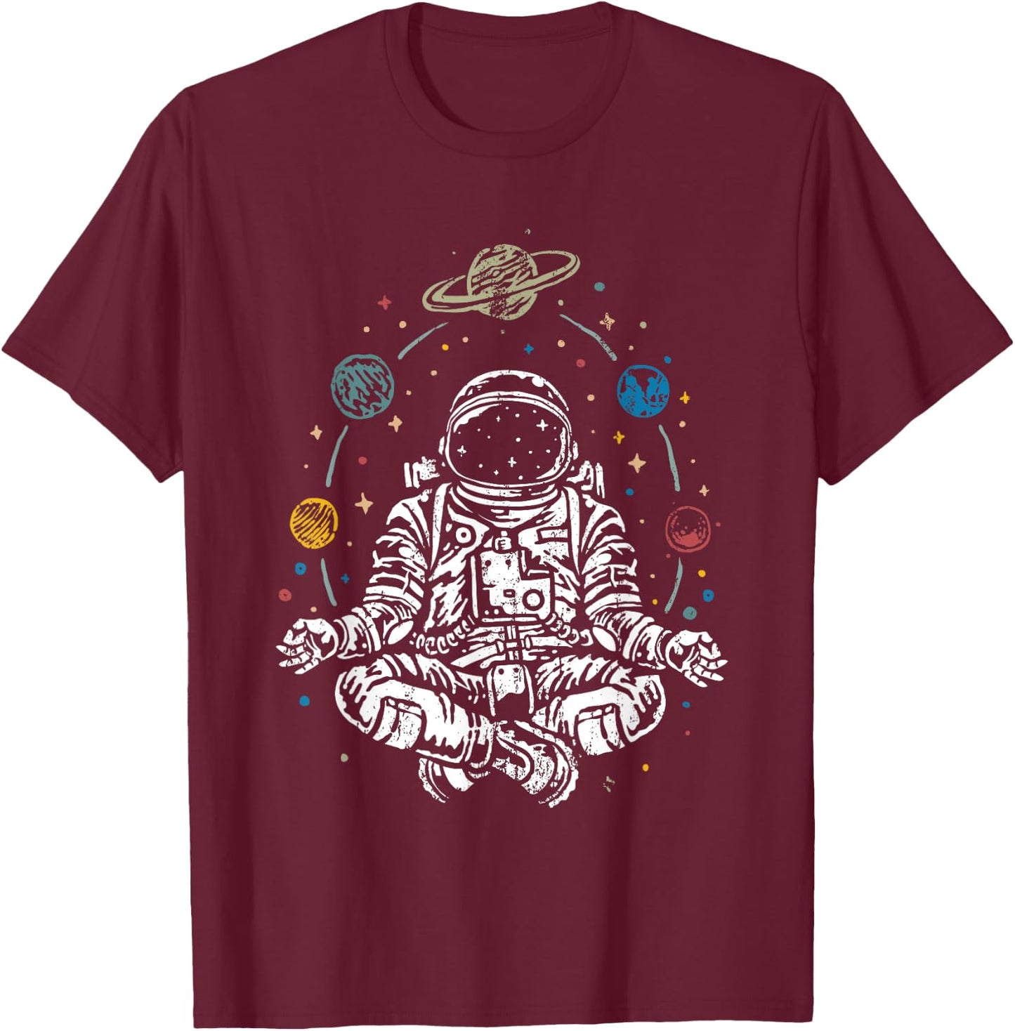 Namaste Planet Outer Space Cosmonaut Yoga Gift Astronaut T-Shirt - T-Shirt | Maroon