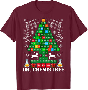 Oh Chemistree Christmas Tree Chemistry Science Funny T-Shirt - T-Shirt | Maroon