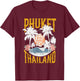 Vintage Retro Palm Trees Beach Vibes Phuket Thailand T-Shirt - T-Shirt | Maroon