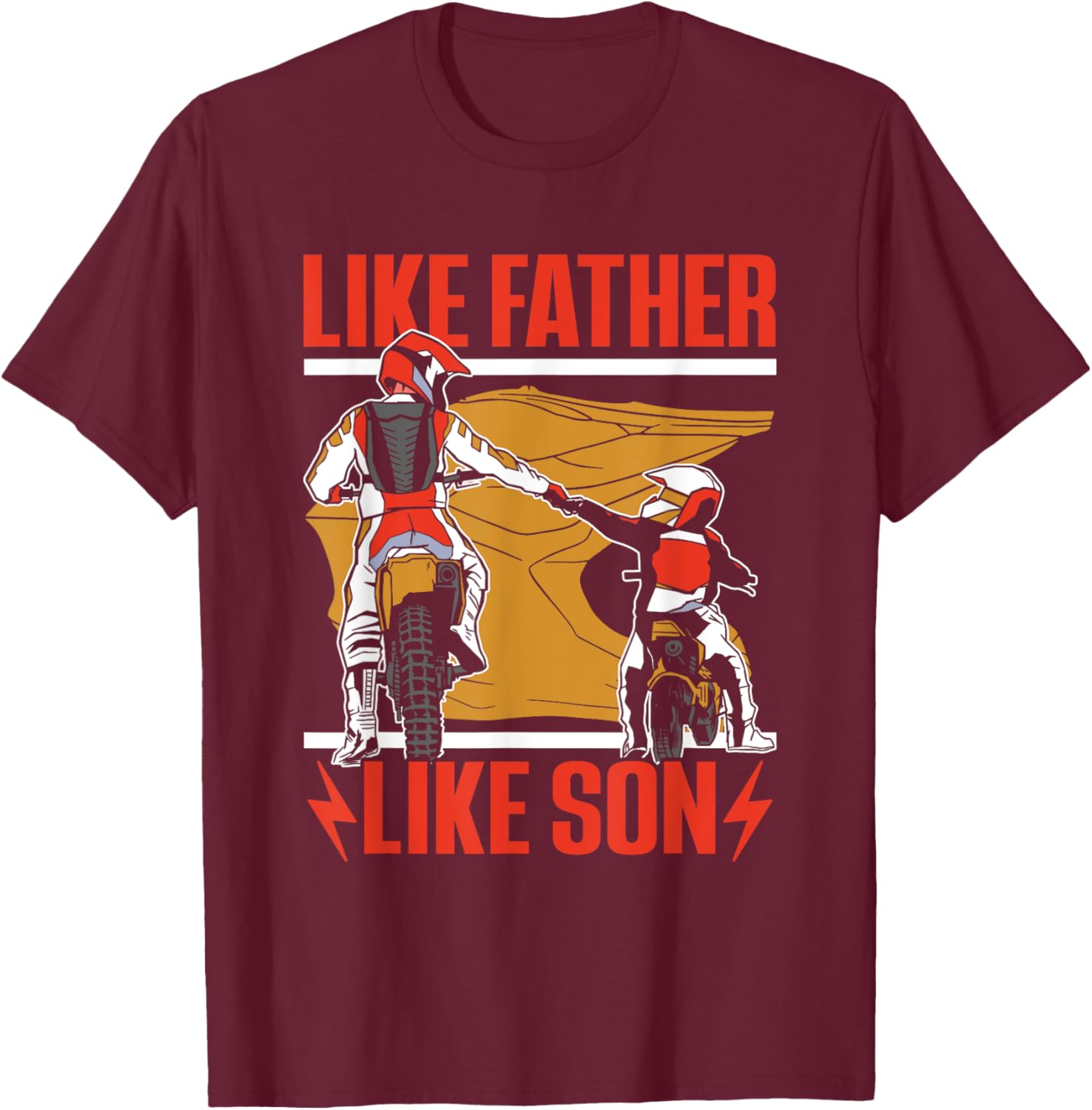 Like Father Like Son Biking Lover Motocross Riding Rider Dad T-Shirt - T-Shirt | Maroon