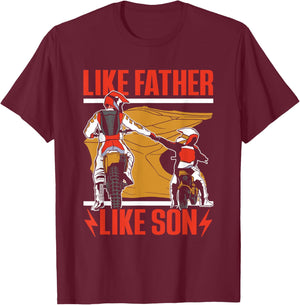 Like Father Like Son Biking Lover Motocross Riding Rider Dad T-Shirt - T-Shirt | Maroon